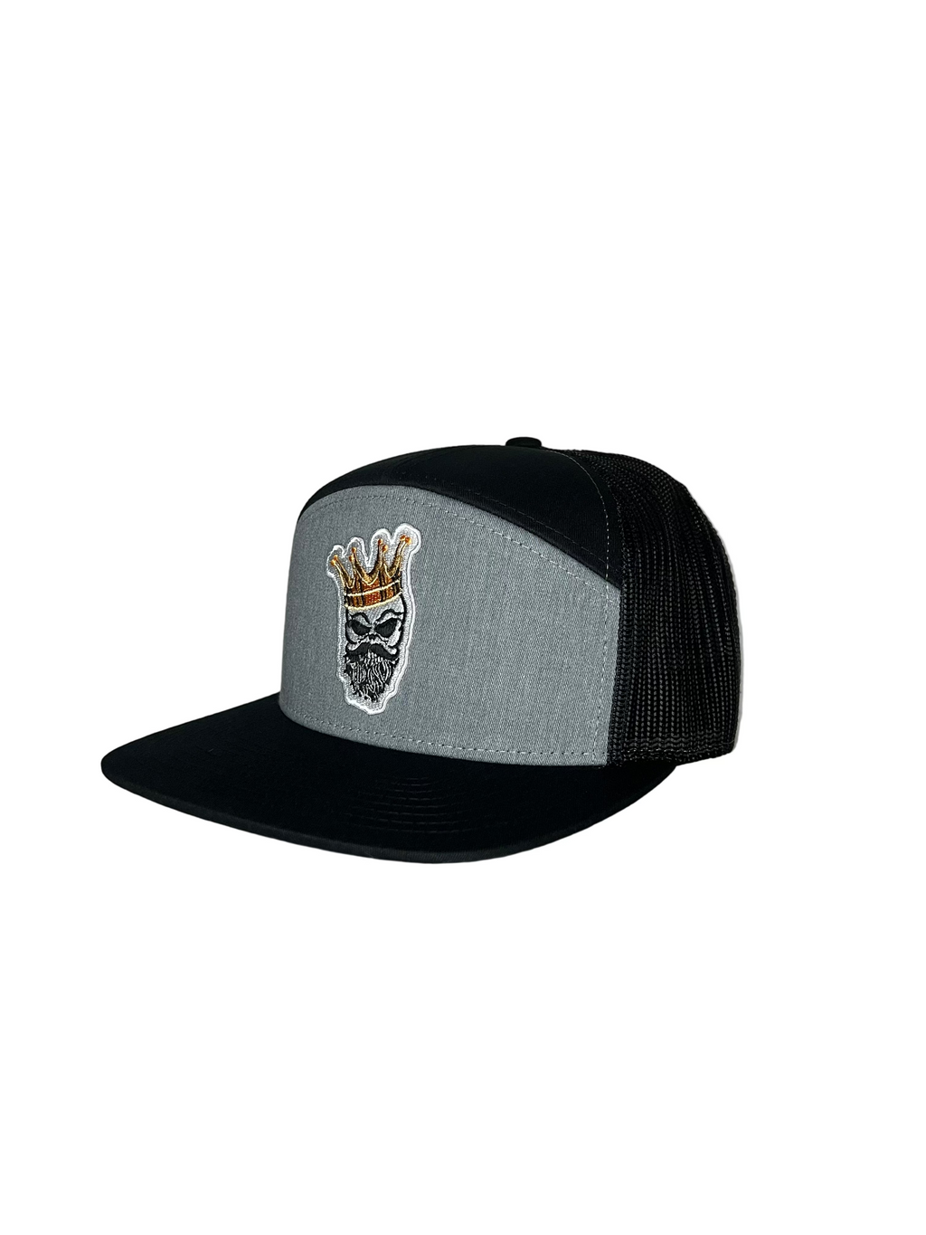 King Gold Crown - Black & Gray 7 Panel Hat Mesh