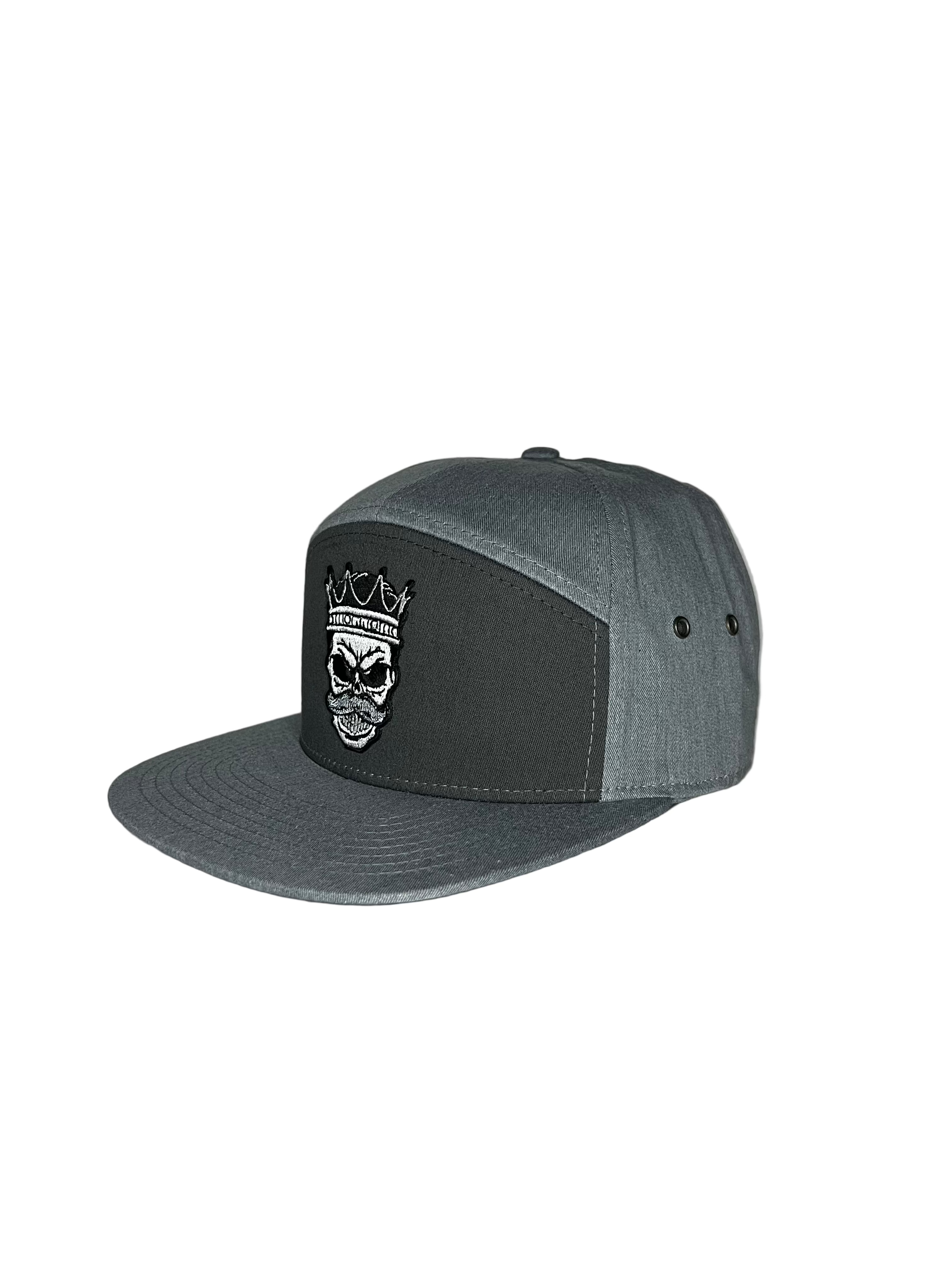 King Mustache - Double Gray 7 Panel Hat with Leather Strap