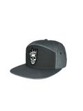 King Skull - Double Gray 7 Panel Hat with Leather Strap