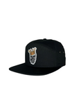 King Gold Crown - Black 7 Panel Hat with Leather Strap
