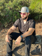 King Gold Crown - Double Gray 7 Panel Hat with Leather Strap