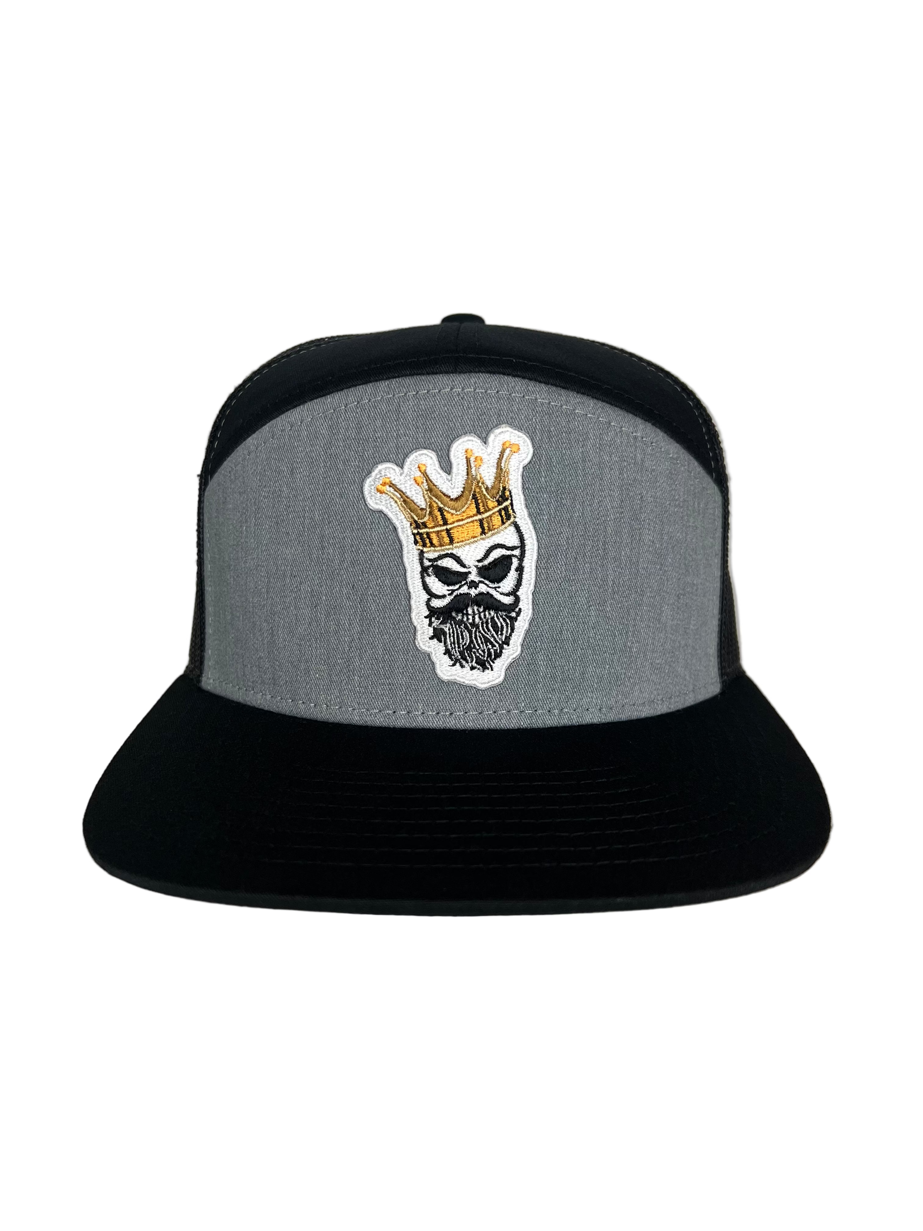 King Gold Crown - Black & Gray 7 Panel Hat Mesh