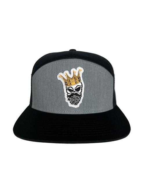 King Gold Crown - Black & Gray 7 Panel Hat Mesh