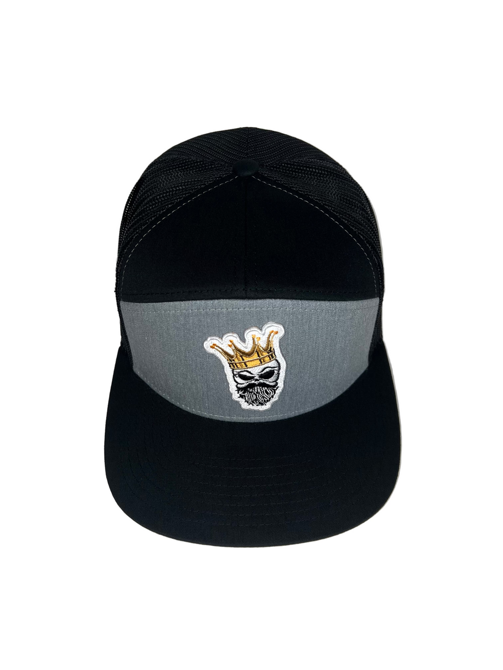King Gold Crown - Black & Gray 7 Panel Hat Mesh