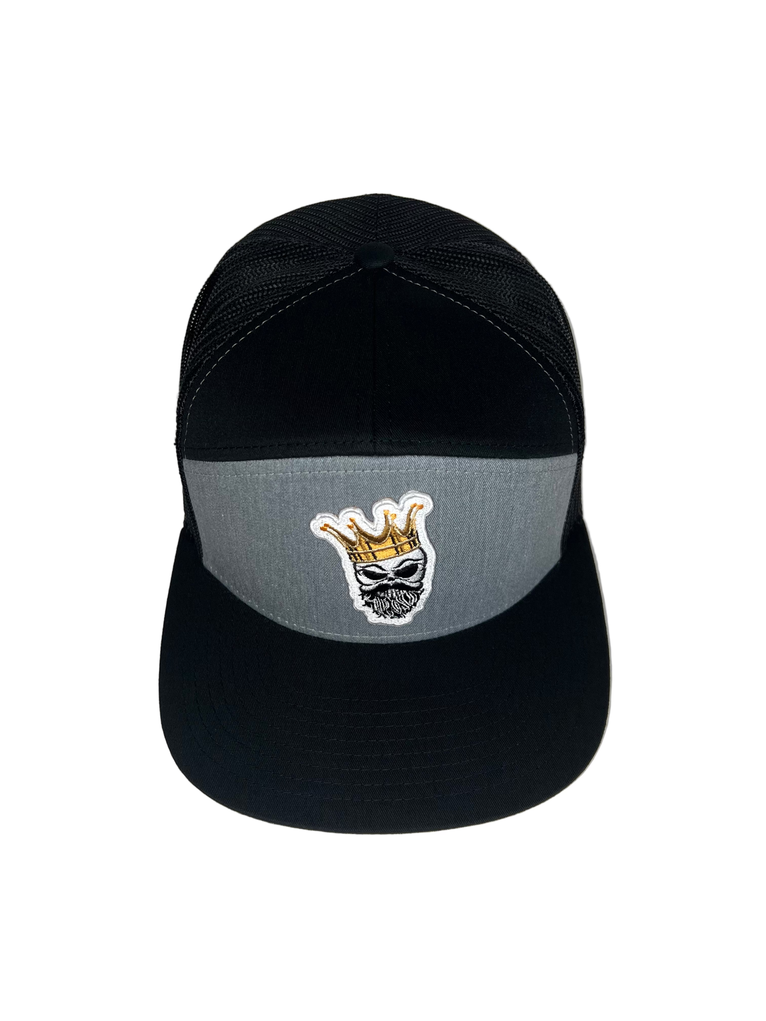 King Gold Crown - Black & Gray 7 Panel Hat Mesh