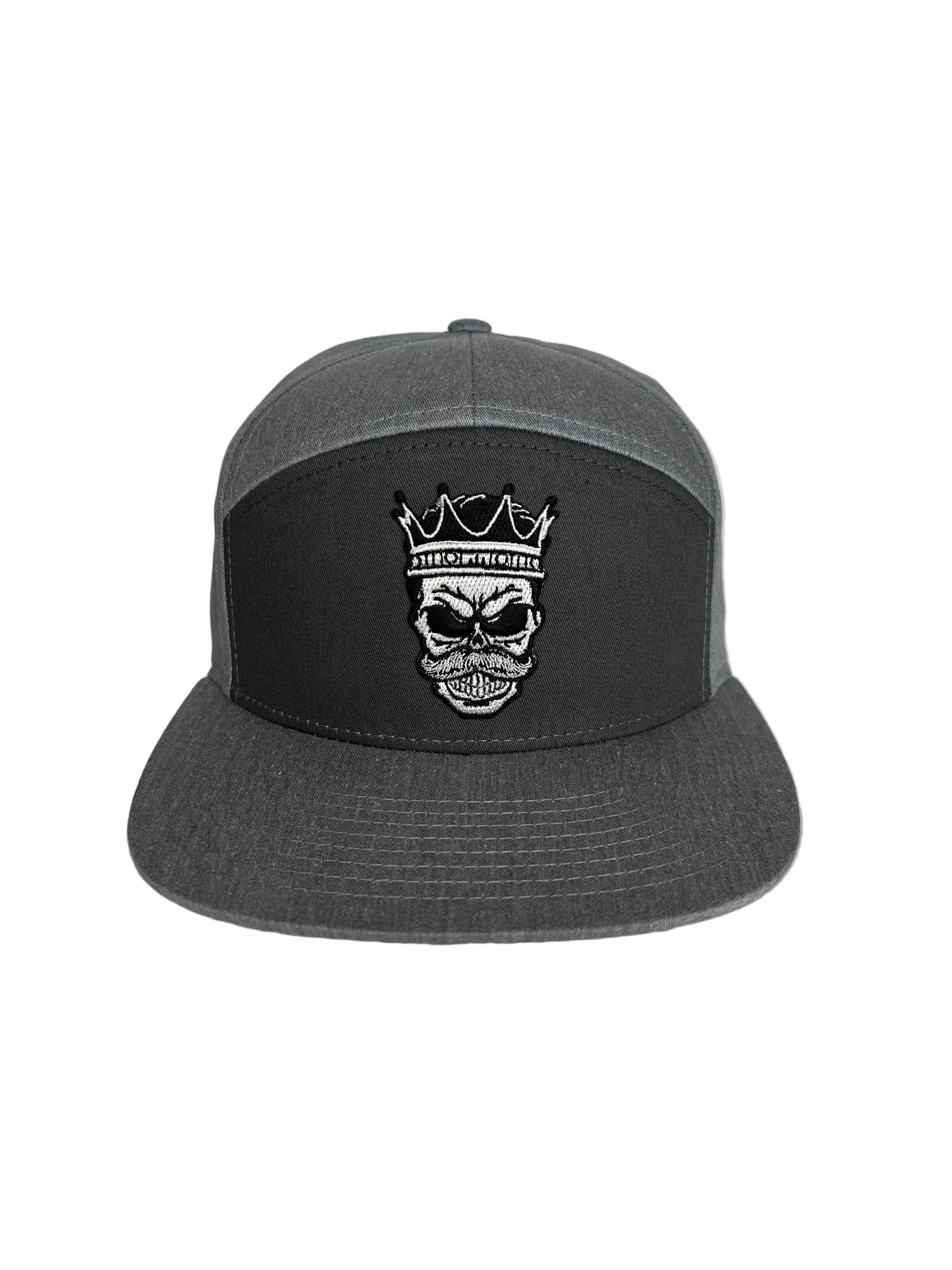 King Mustache - Double Gray 7 Panel Hat with Leather Strap