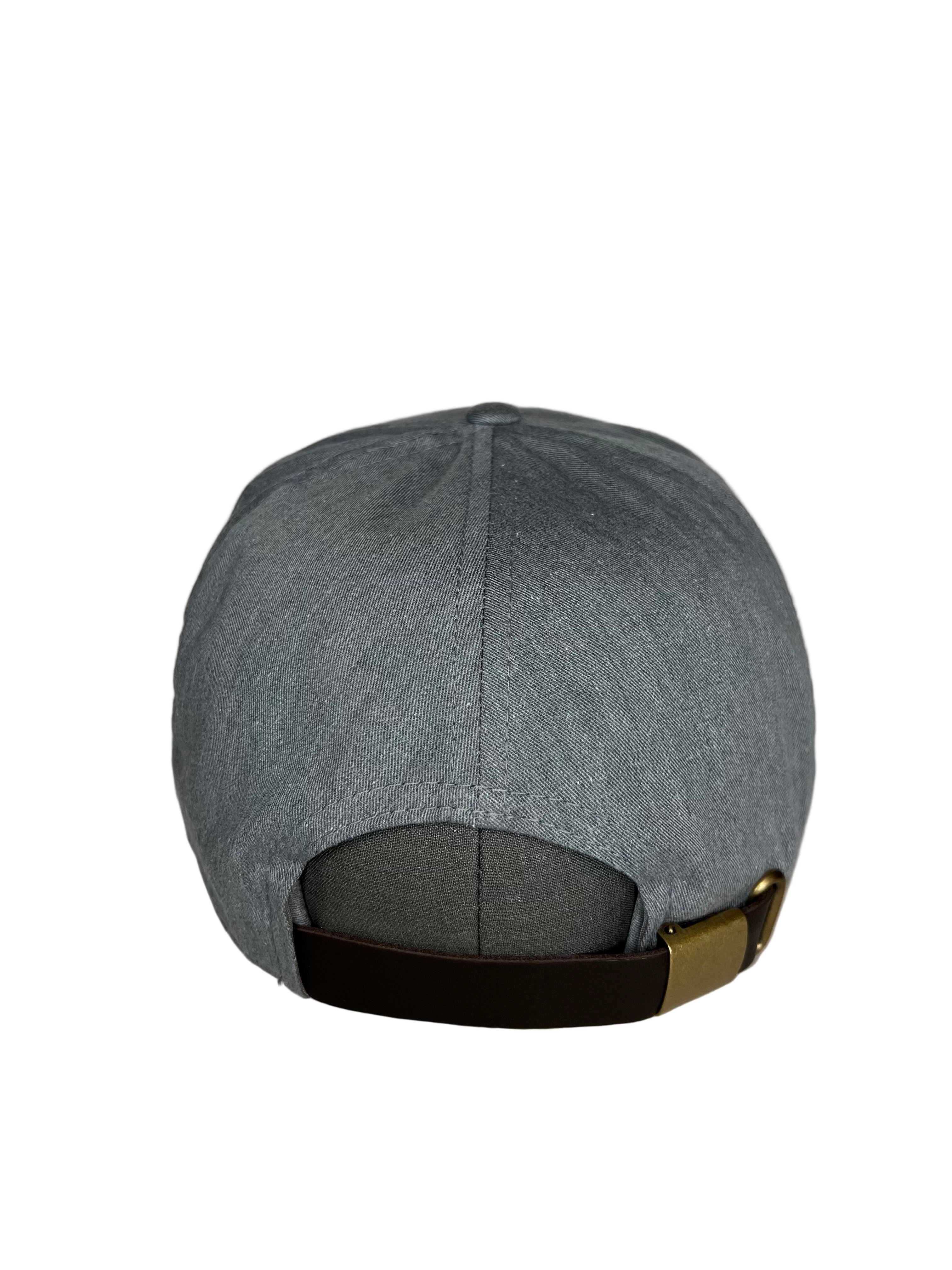 King Skull - Double Gray 7 Panel Hat with Leather Strap