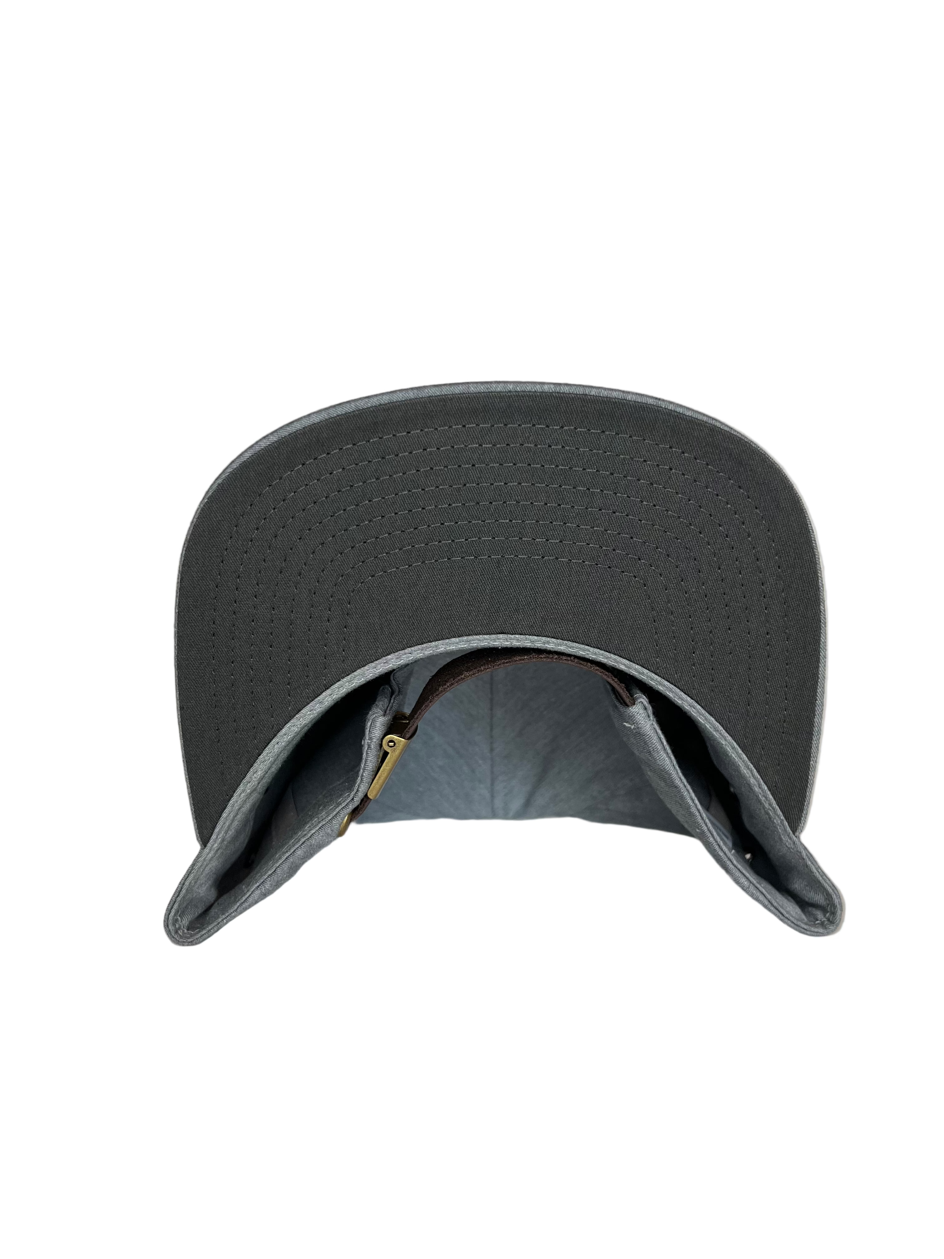 King Skull - Double Gray 7 Panel Hat with Leather Strap