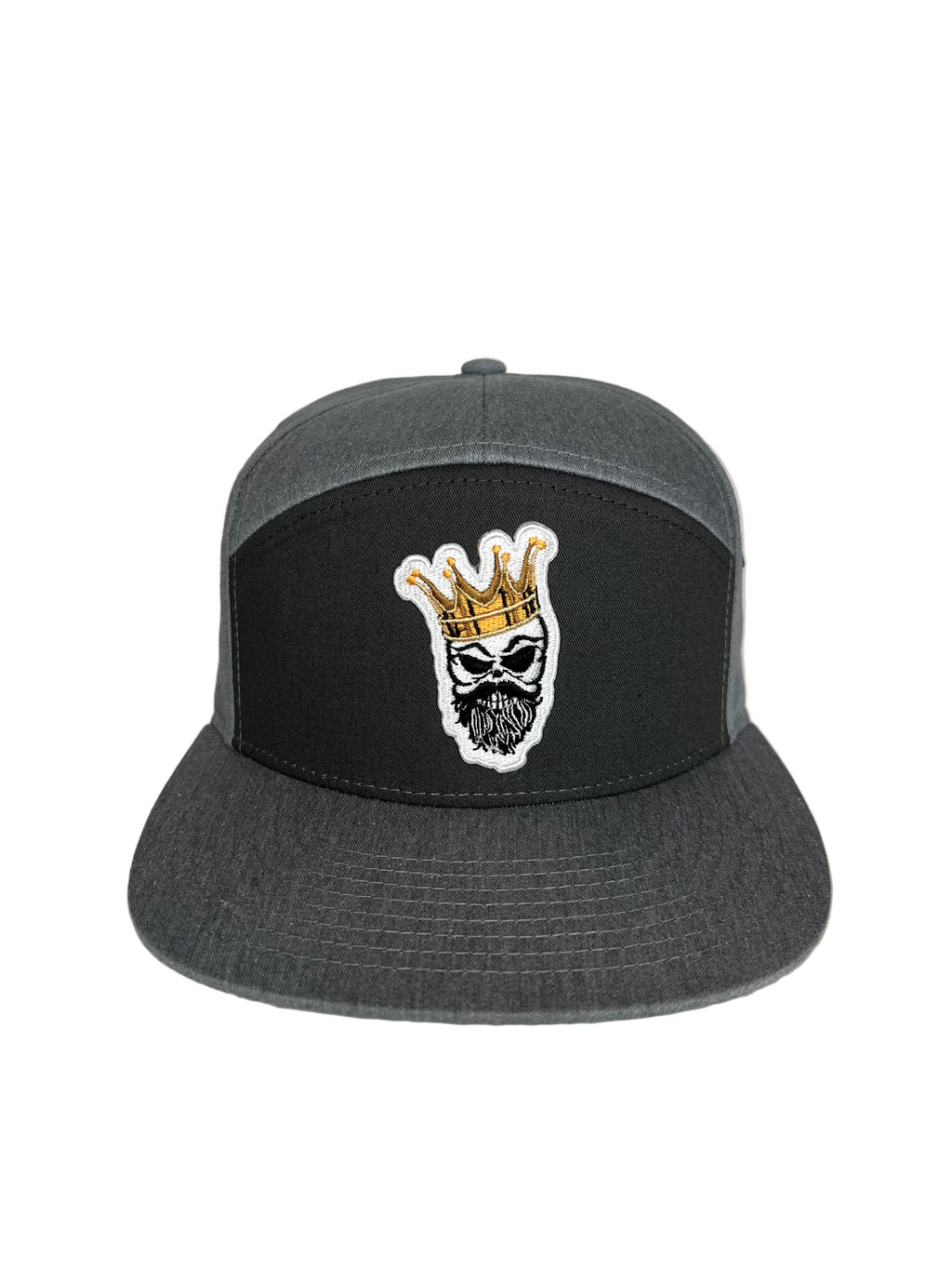 King Gold Crown - Double Gray 7 Panel Hat with Leather Strap
