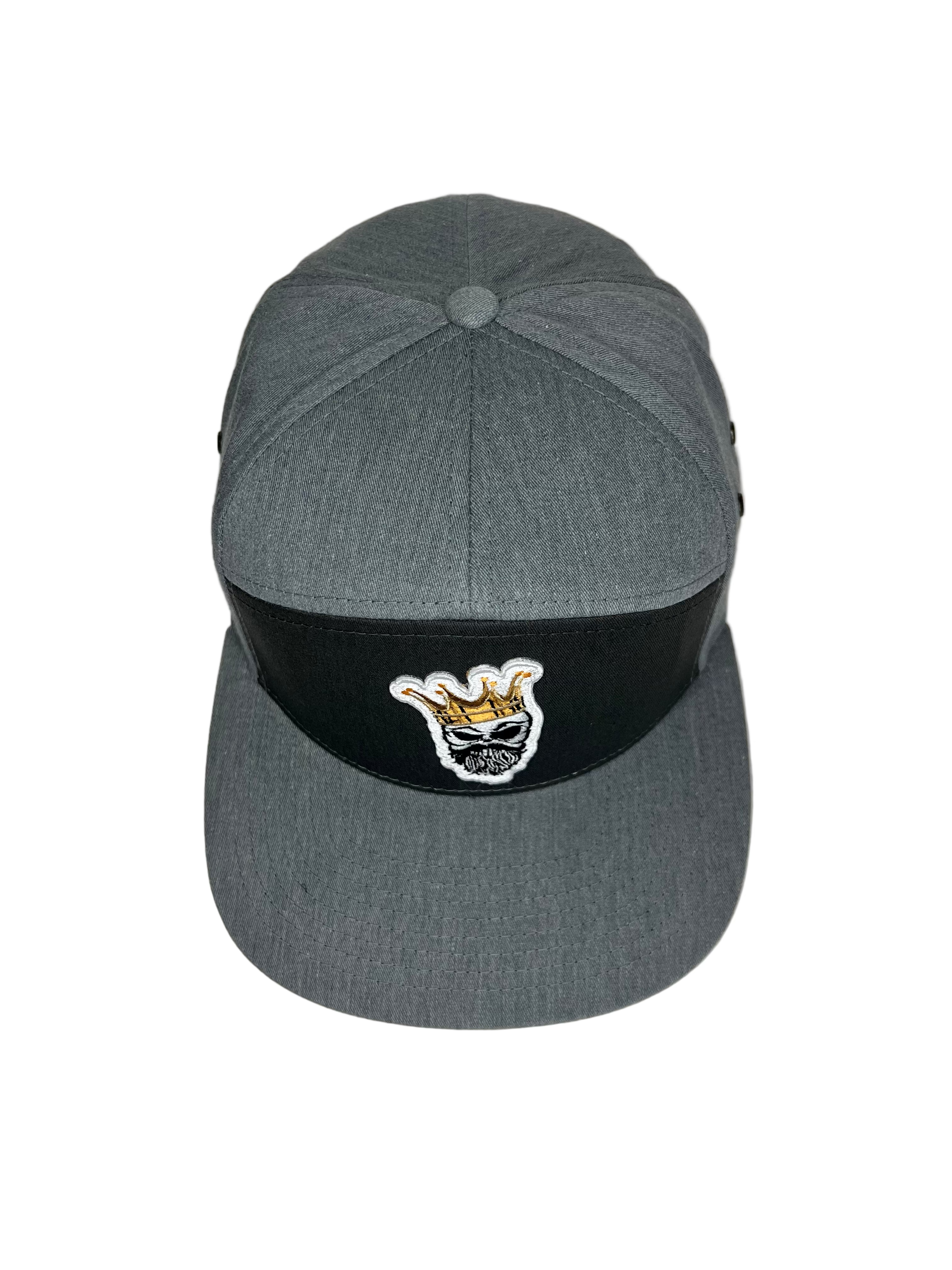 King Gold Crown - Double Gray 7 Panel Hat with Leather Strap
