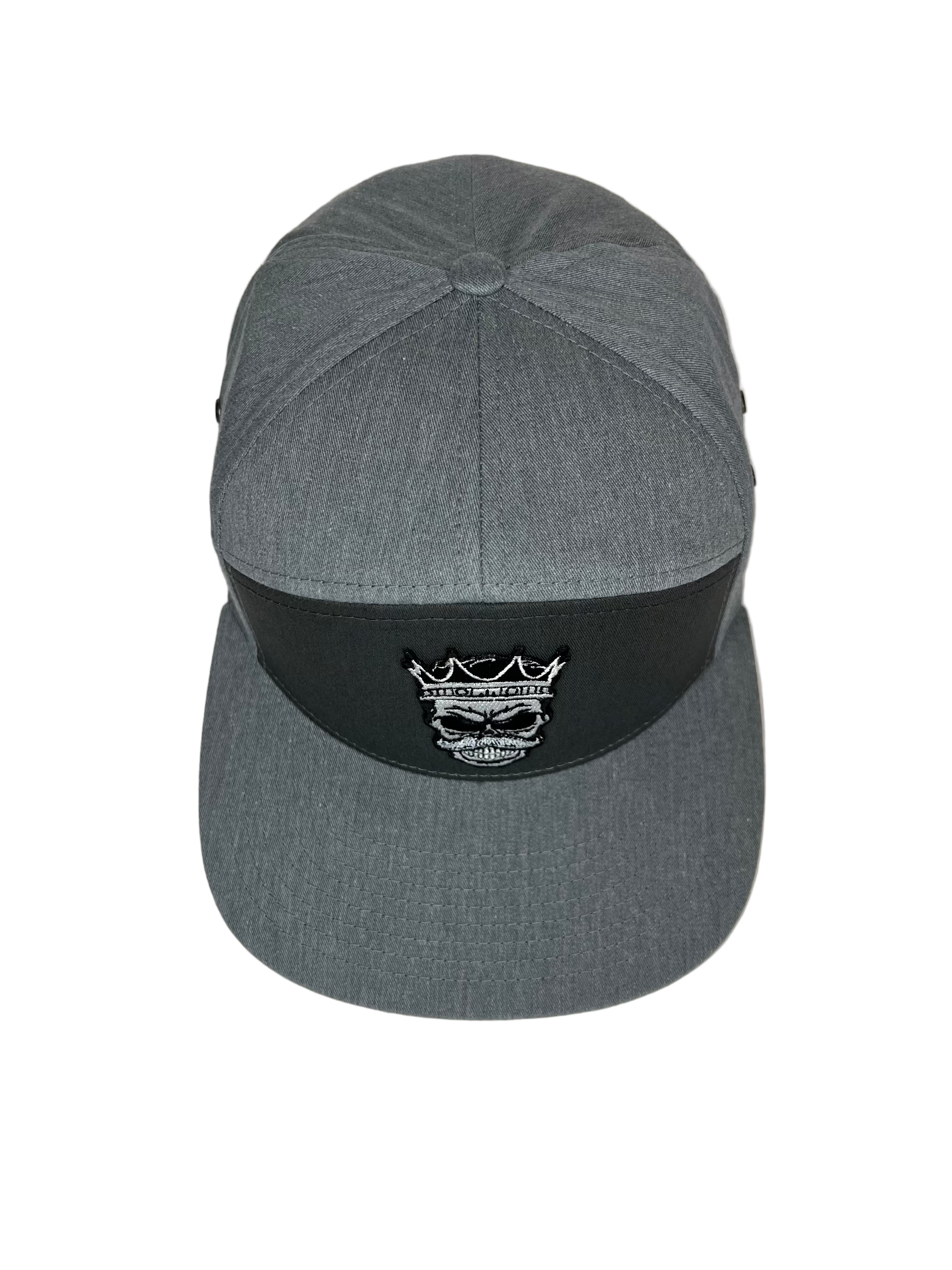 King Mustache - Double Gray 7 Panel Hat with Leather Strap