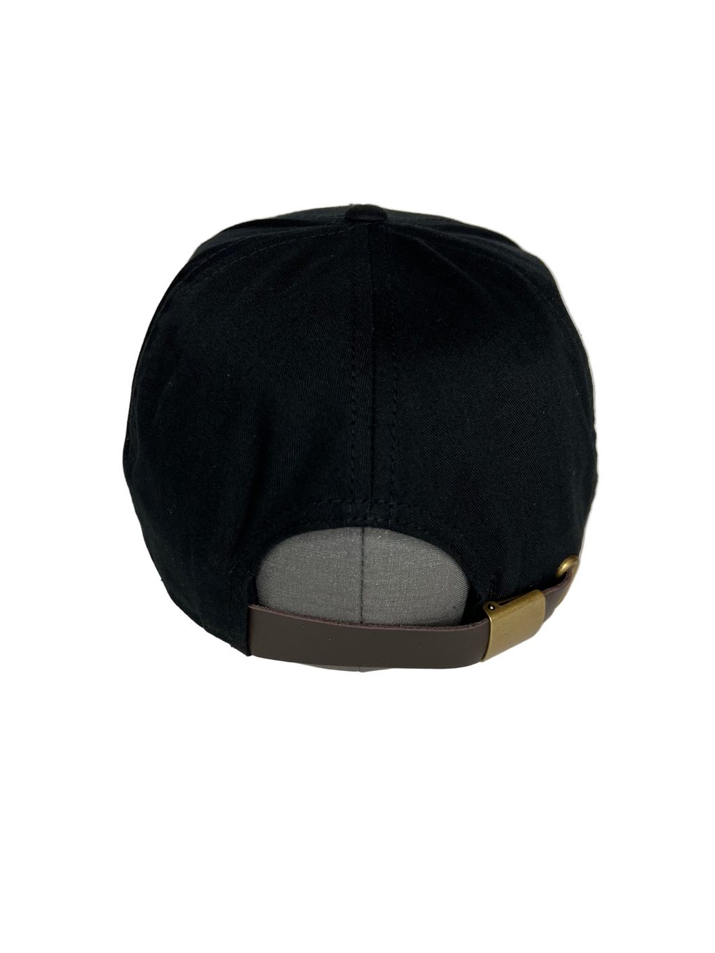 King Gold Crown - Black 7 Panel Hat with Leather Strap