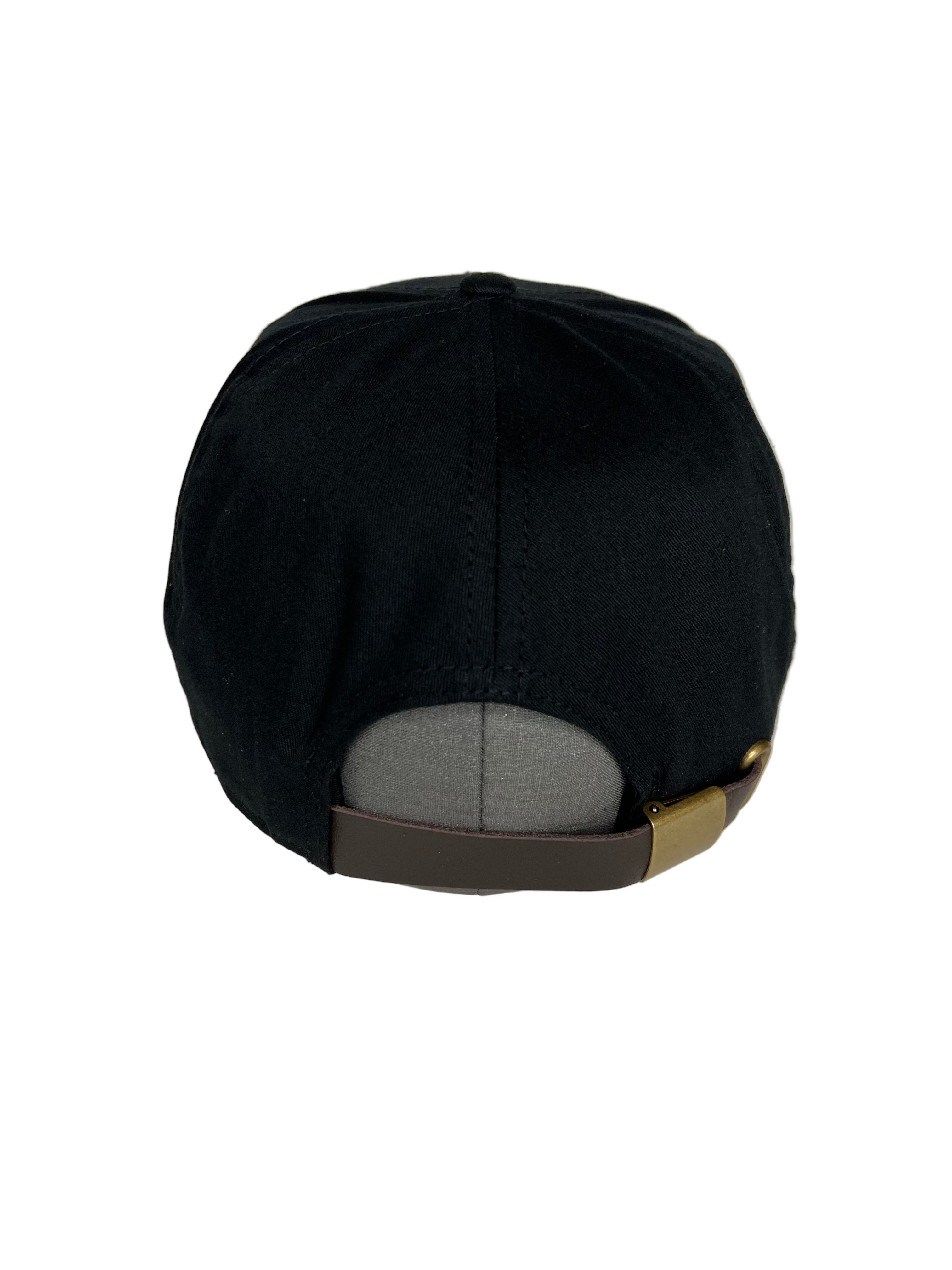 King Gold Crown - Black 7 Panel Hat with Leather Strap