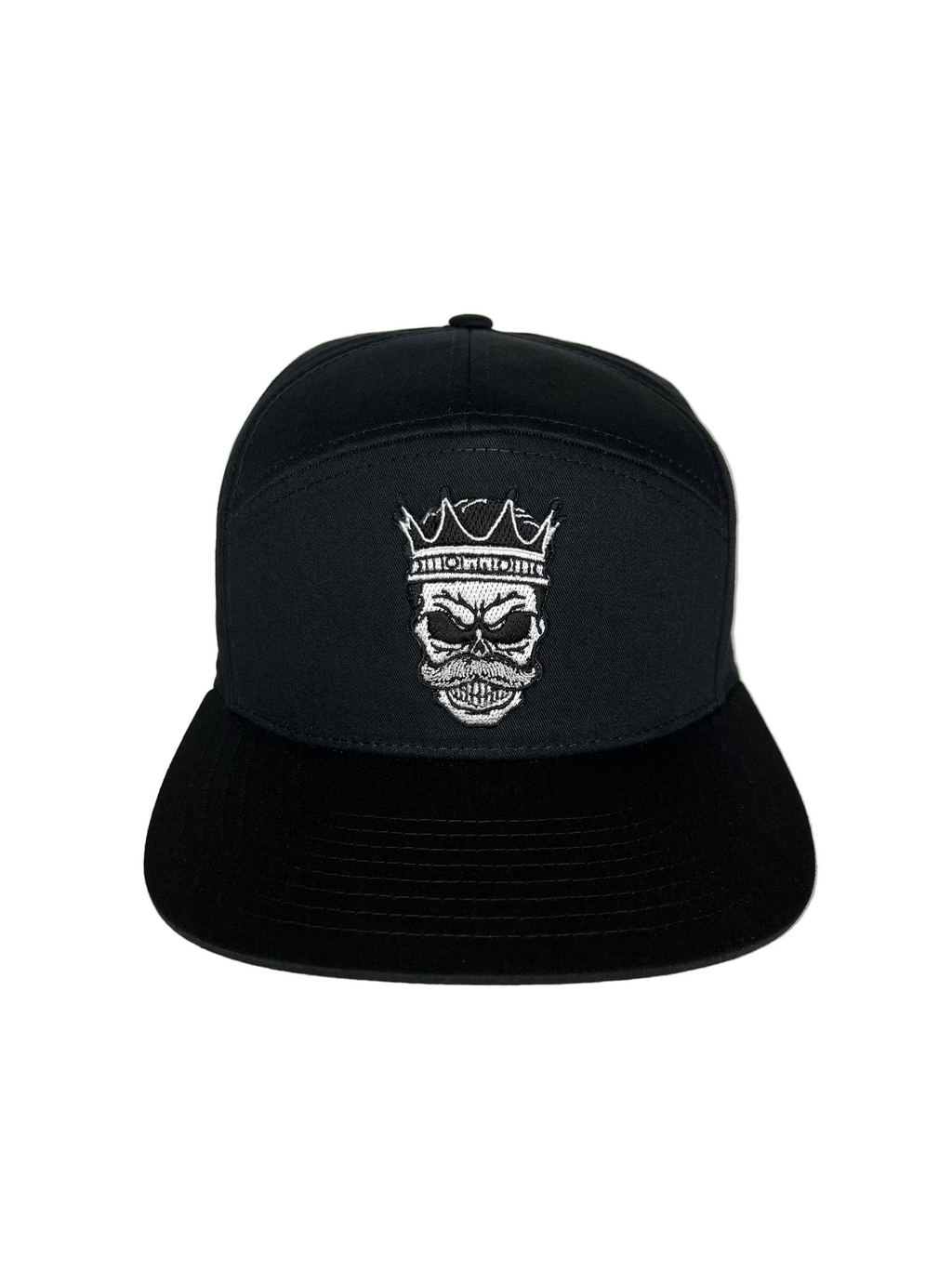 King Mustache - Black 7 Panel Hat with Leather Strap