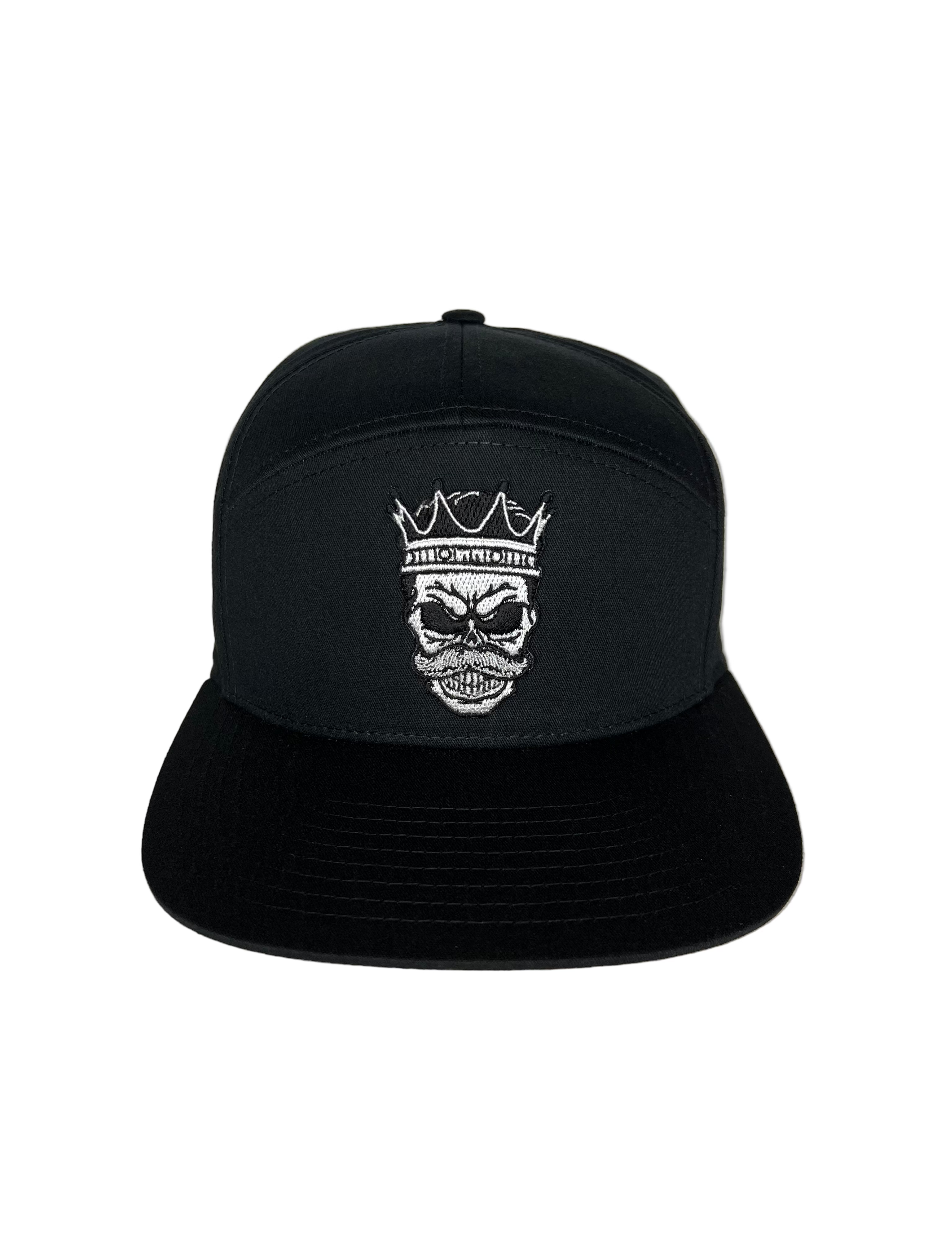 King Mustache - Black 7 Panel Hat with Leather Strap