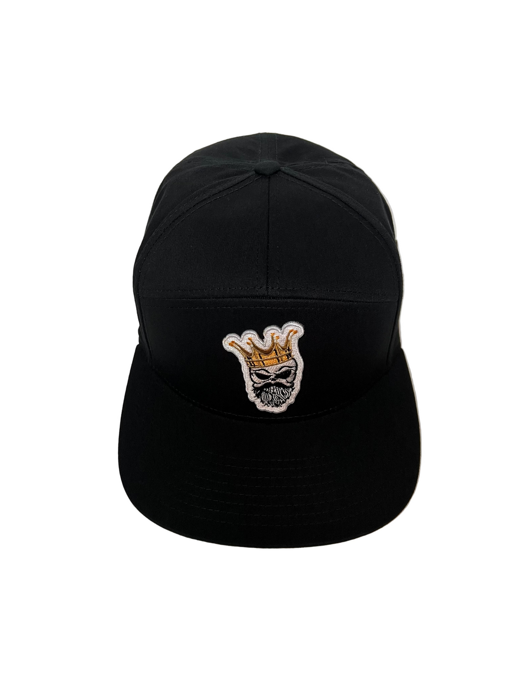 King Gold Crown - Black 7 Panel Hat with Leather Strap